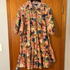 Eloquii Drop Waist Floral Ruffle Dress - Multicolor Womens 18